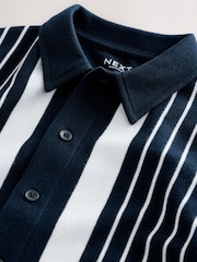 Azul marino/blanco - Vertical Stripe Short Sleeve Jersey Shirt (3-16yrs) - Imagen 6 de 7