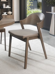 Bentley Designs Set of 2 Grey Oiled Oak Vega Bonded Leather Dining Chairs - Image 1 of 6
