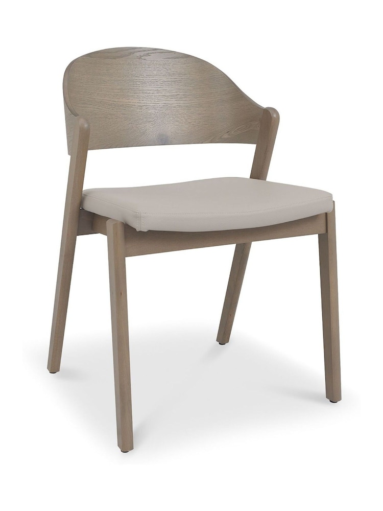Bentley Designs Set of 2 Grey Oiled Oak Vega Bonded Leather Dining Chairs - Image 2 of 6