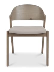 Bentley Designs Set of 2 Grey Oiled Oak Vega Bonded Leather Dining Chairs - Image 3 of 6