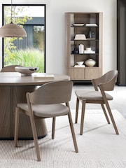 Bentley Designs Set of 2 Grey Oiled Oak Vega Bonded Leather Dining Chairs - Image 6 of 6