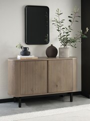 Bentley Designs Grey Oiled Oak Vega Narrow Sideboard Table - Image 1 of 5