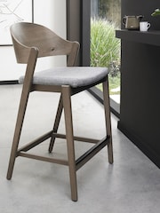 Bentley Designs Grey Oiled Oak Vega Ply Back Barstool Single - Image 1 of 5
