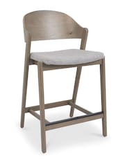 Bentley Designs Grey Oiled Oak Vega Ply Back Barstool Single - Image 3 of 5