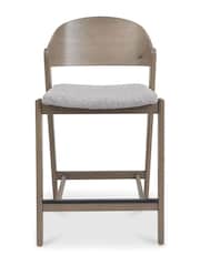 Bentley Designs Grey Oiled Oak Vega Ply Back Barstool Single - Image 4 of 5