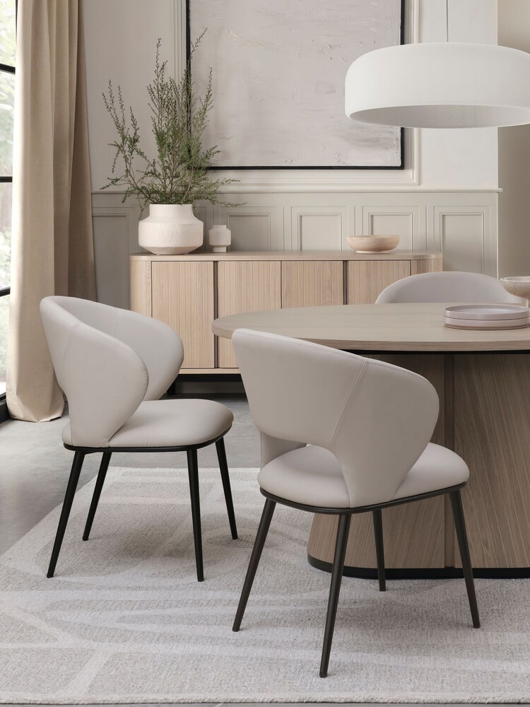 Bentley Designs Set of 2 Grey Luca Upholstered Dining Chairs - Image 1 of 4