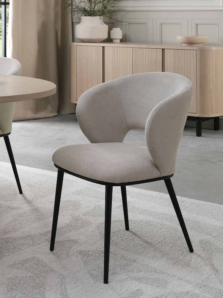 Bentley Designs Set of 2 Beige Luca Upholstered Dining Chairs - Image 1 of 5