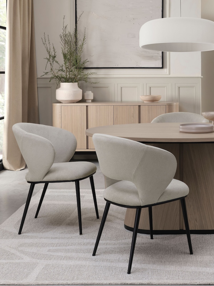 Bentley Designs Set of 2 Beige Luca Upholstered Dining Chairs - Image 5 of 5