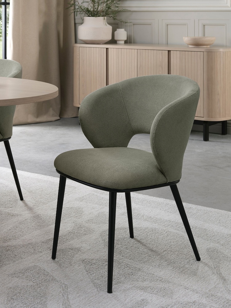 Bentley Designs Set of 2 Grey Oiled Oak Luca Upholstered Dining Chairs - Image 1 of 5