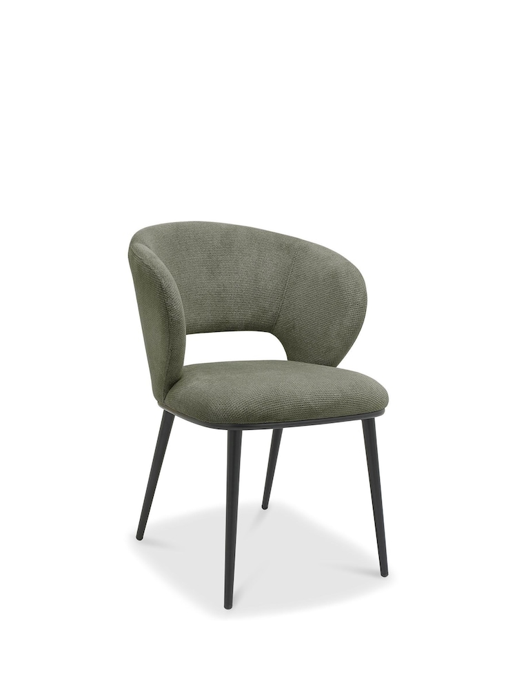 Bentley Designs Set of 2 Grey Oiled Oak Luca Upholstered Dining Chairs - Image 2 of 5