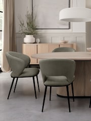 Bentley Designs Set of 2 Grey Oiled Oak Luca Upholstered Dining Chairs - Image 5 of 5