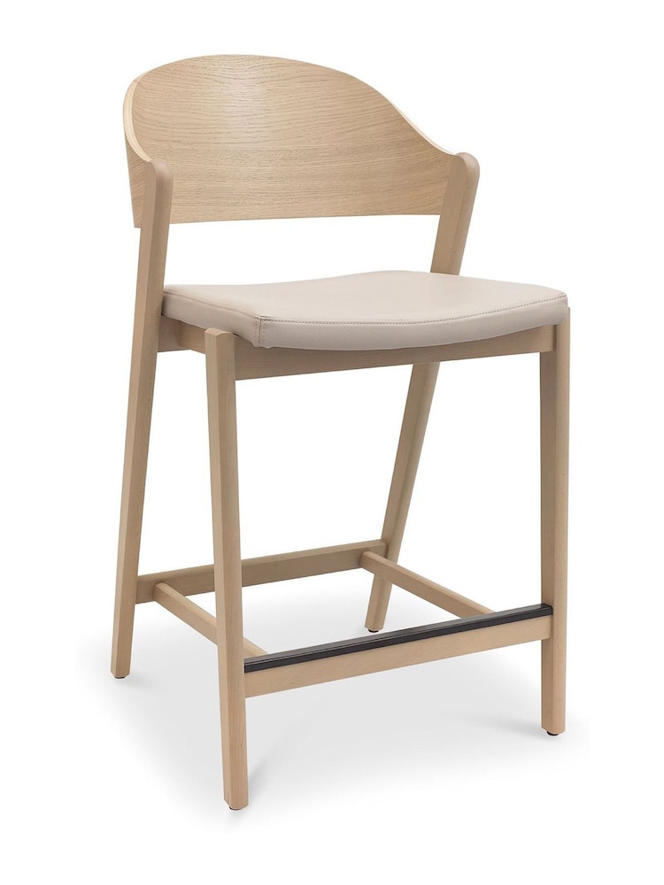 Bentley Designs Scandi Oak Vega Bonded Leather Back Barstool - Image 2 of 4