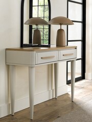 Bentley Designs Scandi Oak Soft Grey Larsen Console Table Unit - Image 1 of 5