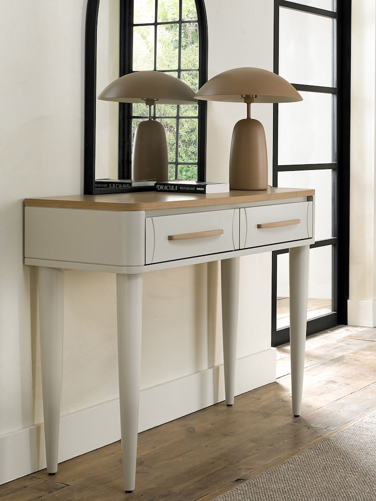 Bentley Designs Scandi Oak Soft Grey Larsen Console Table Unit - Image 1 of 5