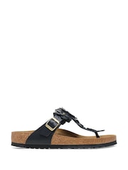 Birkenstock Black Gizeh Flowers Smooth Leather Sandals - Image 2 of 3
