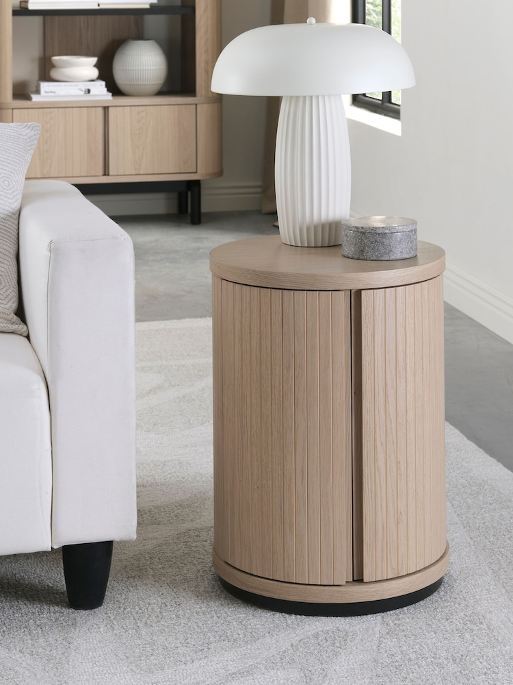 Bentley Designs Scandi Oak Vega Round Lamp Table - Image 1 of 6