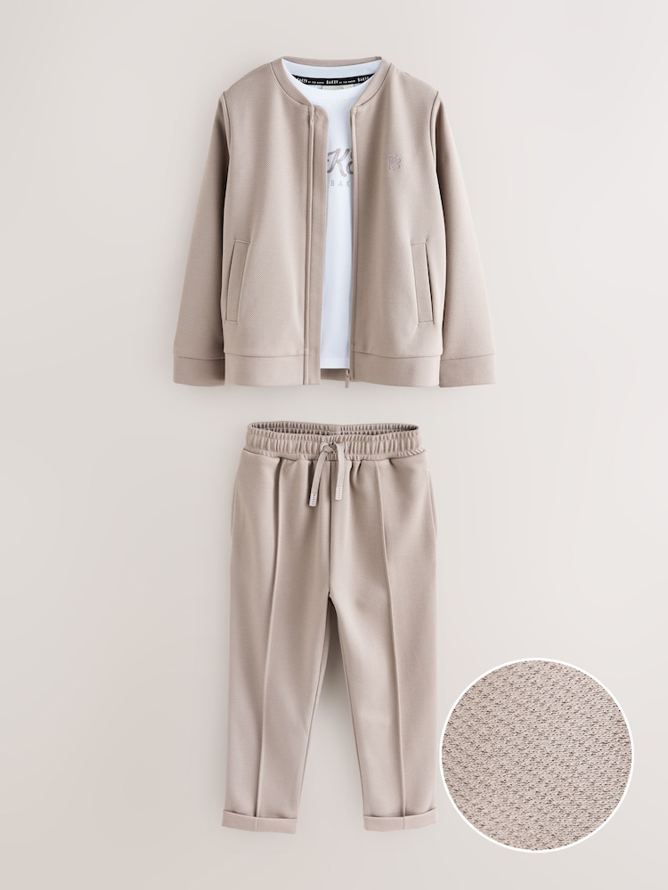 Baker by Ted Baker Textured Stone Jacket T-Shirt and Trousers Set - Image 1 of 9