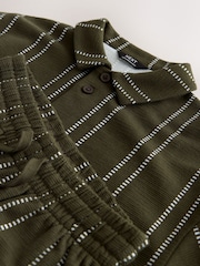 أخضر كاكي خطوط - Revere Button Through Shirt and Shorts Set (3-16yrs) - صورة 5 من 5