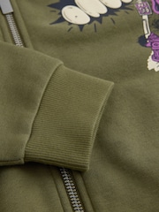 Khaki Green Graffiti Graphic Zip Through Hoodie (3-16yrs) - Image 3 of 4