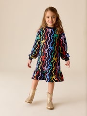 Little Bird by Jools Oliver Navy Ribbon Skater Sweat Dress - Image 1 of 5