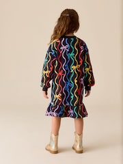 Little Bird by Jools Oliver Navy Ribbon Skater Sweat Dress - Image 3 of 5