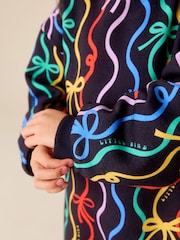 Little Bird by Jools Oliver Navy Ribbon Skater Sweat Dress - Image 4 of 5