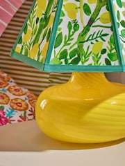 Lucy Tiffney Yellow Lemons Swirl Glass Table Lamp - Image 3 of 5
