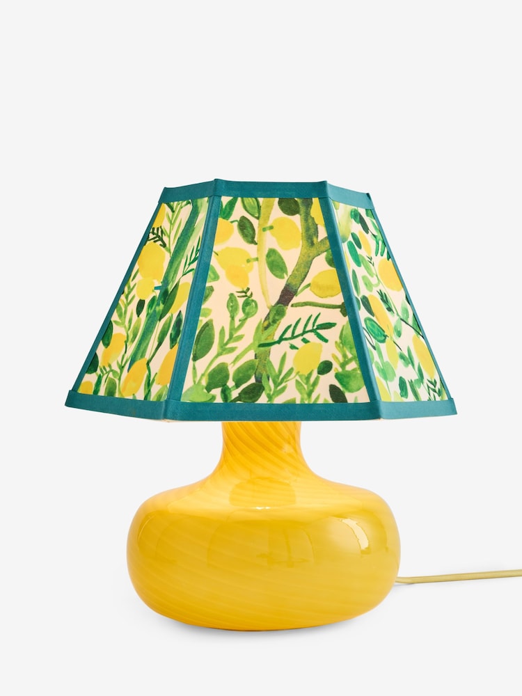 Lucy Tiffney Yellow Lemons Swirl Glass Table Lamp - Image 5 of 5