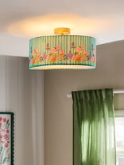 Lucy Tiffney Mint Green/White Striped Iris Flush Light - Image 1 of 5