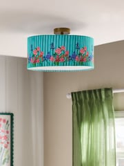 Lucy Tiffney Mint Green/White Striped Iris Flush Light - Image 2 of 5