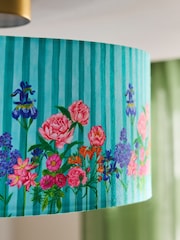 Lucy Tiffney Mint Green/White Striped Iris Flush Light - Image 3 of 5