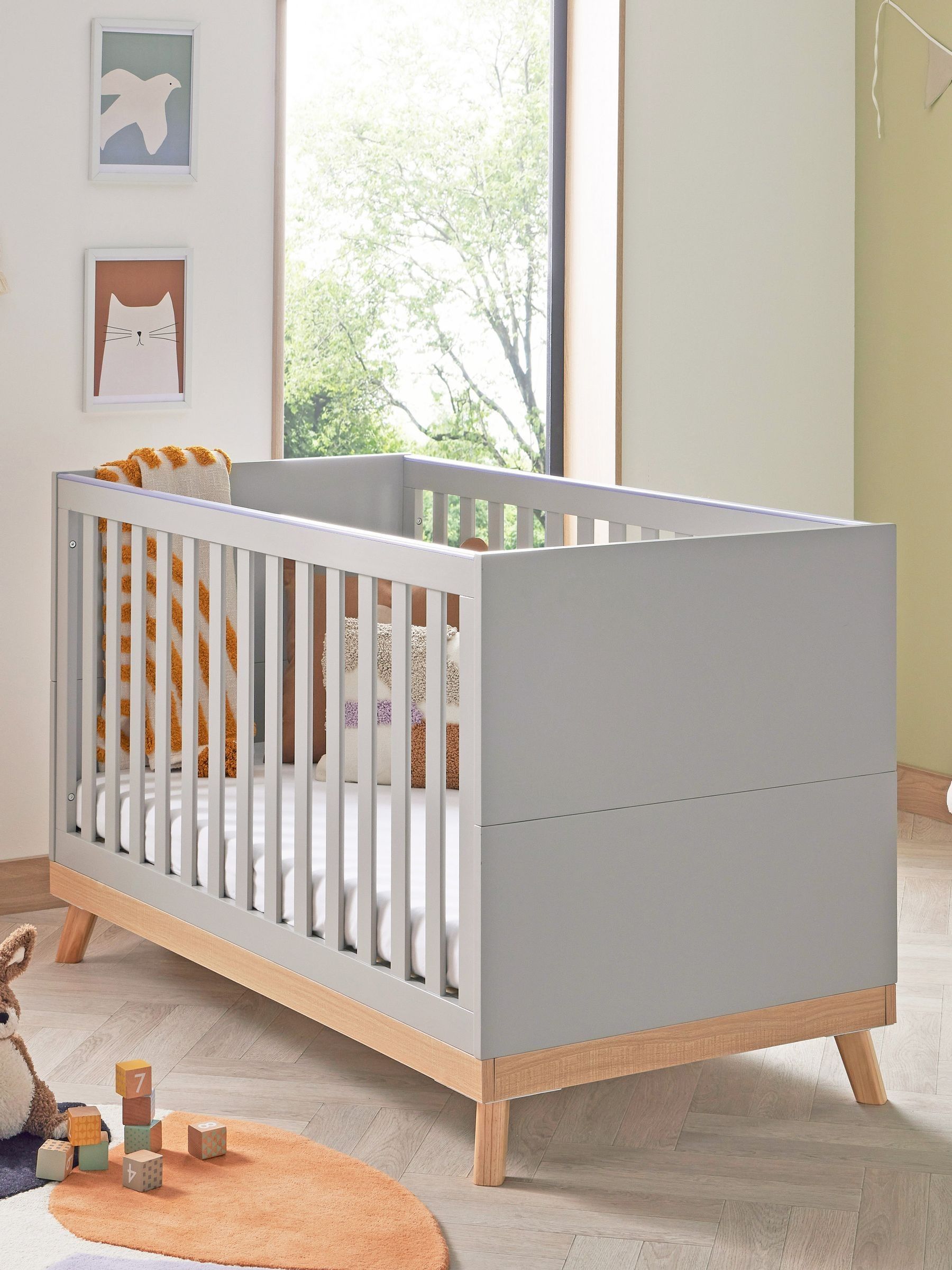 Babymore Unisex Infant Grey Mona Cot Bed