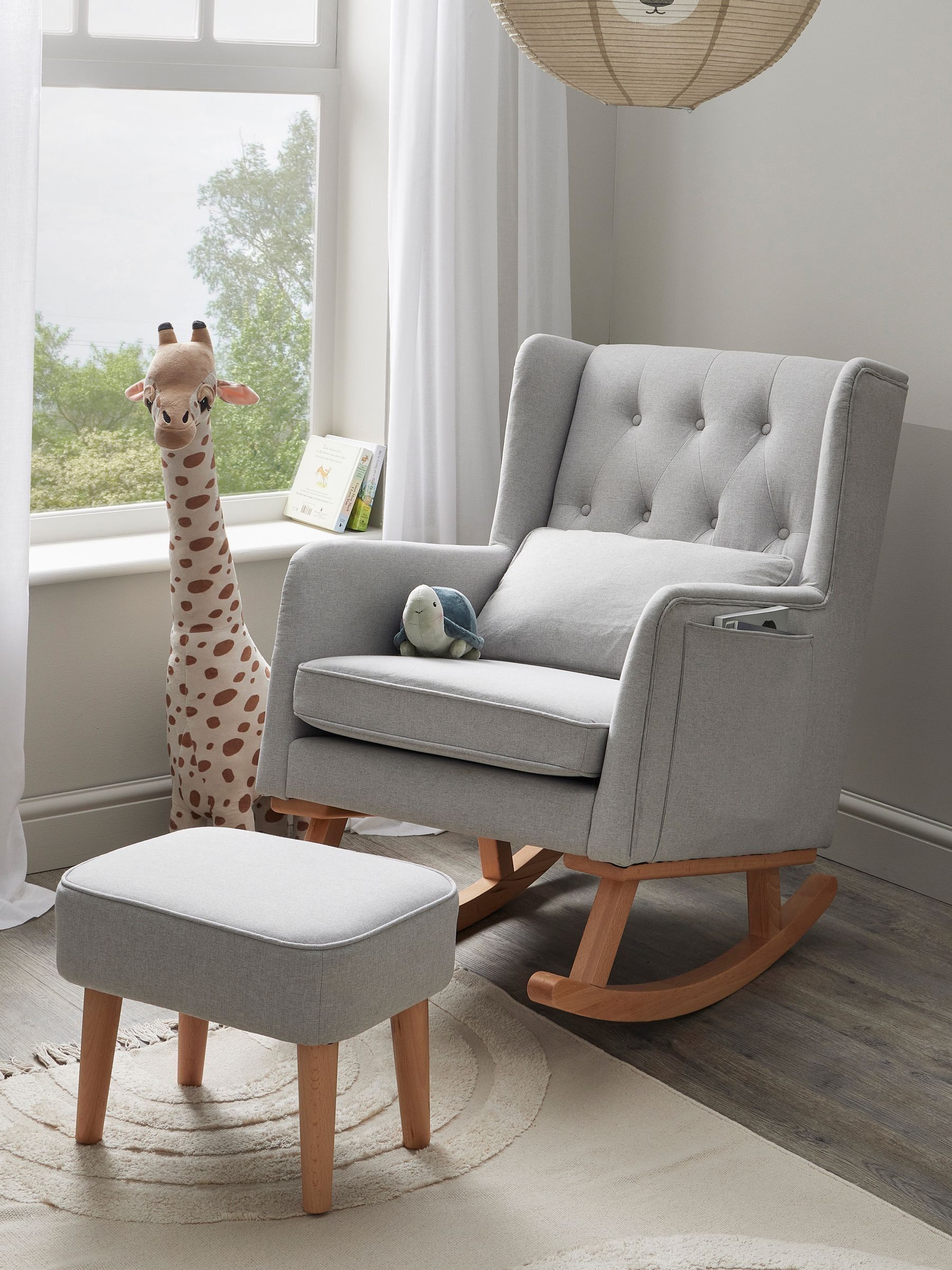 Babymore Unisex Infant Grey Lux Nursing Chair With Stool