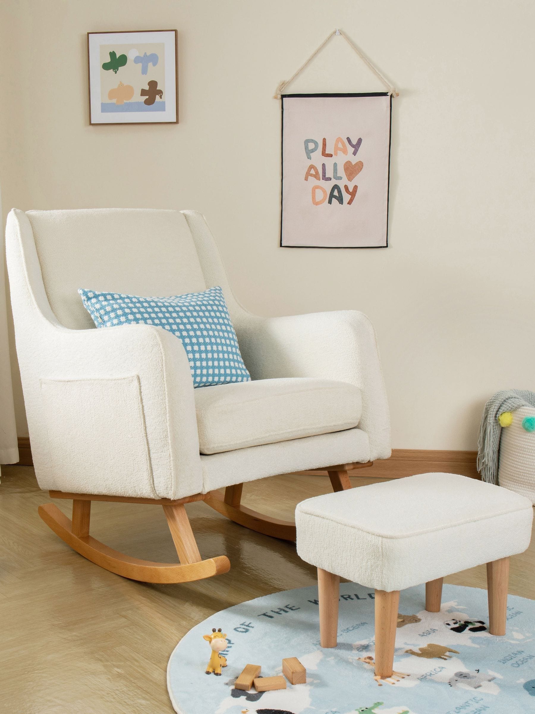 Babymore  Newborn Ida Nursing Chair With Stool - Boucle - Image 3