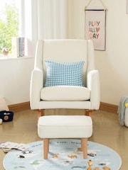 Babymore White Boucle Ida Nursing Chair with Stool - Image 2 of 6