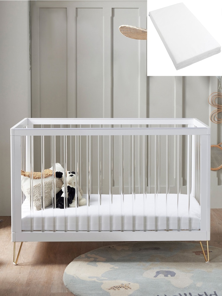 Babymore Acrylic Kimi Cot Bed with Fibre Mattress - Image 2 of 6