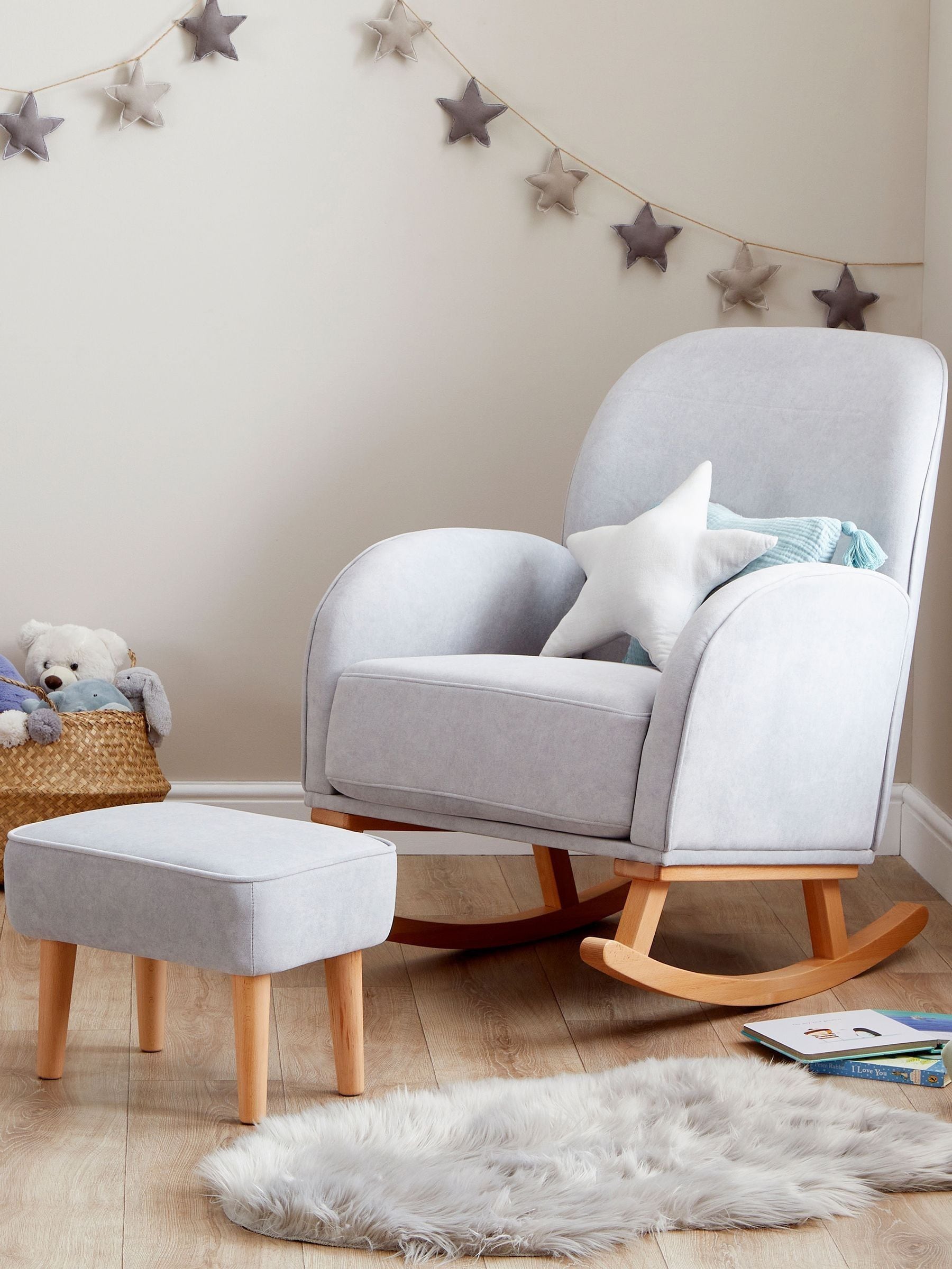 Babymore Unisex Infant Grey Freya Nursing Chair With Stool