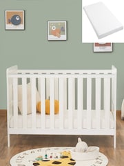 Babymore White Mini Caro Urban Cot Bed with Fibre Mattress - Image 2 of 6