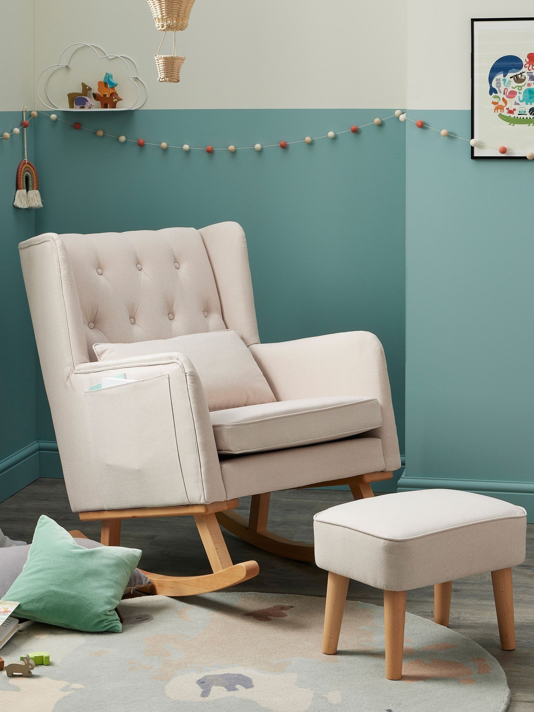 Freemans Cream Lux Nursing Chair With Stool - Image 4