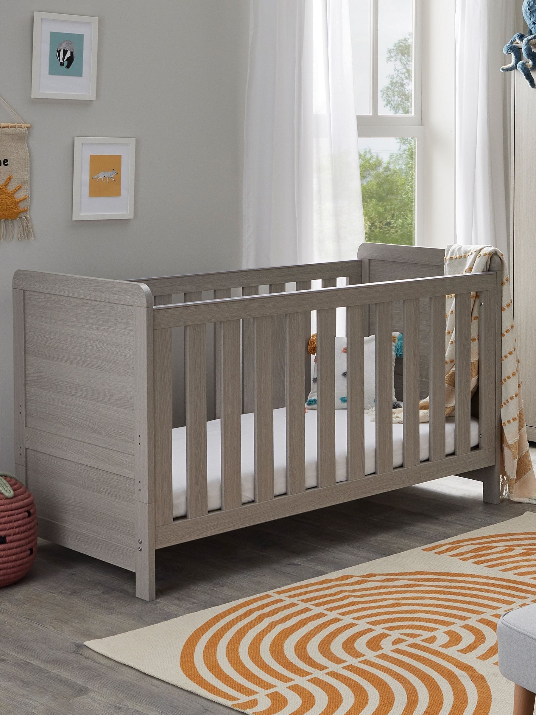Babymore Grey Wash Caro Cot Bed - Image 1