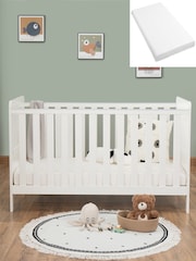 Babymore White Caro Urban Cot Bed with Fibre mattress - Image 2 of 6