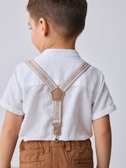 Baker by Ted Baker Grandad Collar Shirt, Short and Braces Set - Image 2 of 5