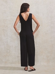 Ro&Zo Black Petite Jersey V-Neck Jumpsuit - Image 5 of 5