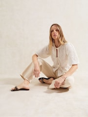 Ro&Zo White Broderie Tie Front Blouse - Image 1 of 4