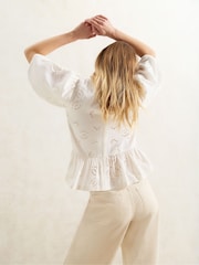 Ro&Zo White Broderie Tie Front Blouse - Image 2 of 4