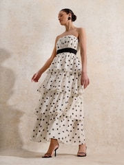 Ro&Zo Black Claudia And Spot Print Tiered Dress - Image 1 of 5