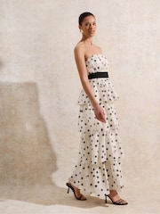Ro&Zo Black Claudia And Spot Print Tiered Dress - Image 3 of 5