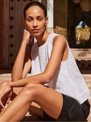Ro&Zo White Broderie Shell 100% Cotton Top - Image 2 of 5
