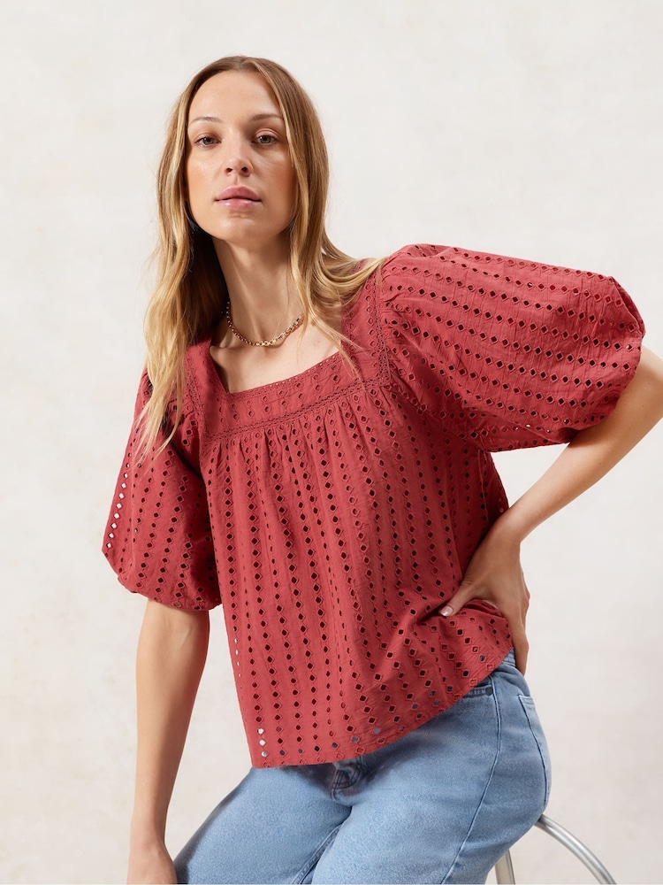 Ro&Zo Broderie Smock 100% Cotton Top - Imagen 1 de 4