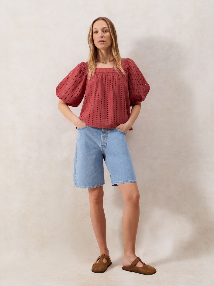 Ro&Zo Broderie Smock 100% Cotton Top - Imagen 2 de 4